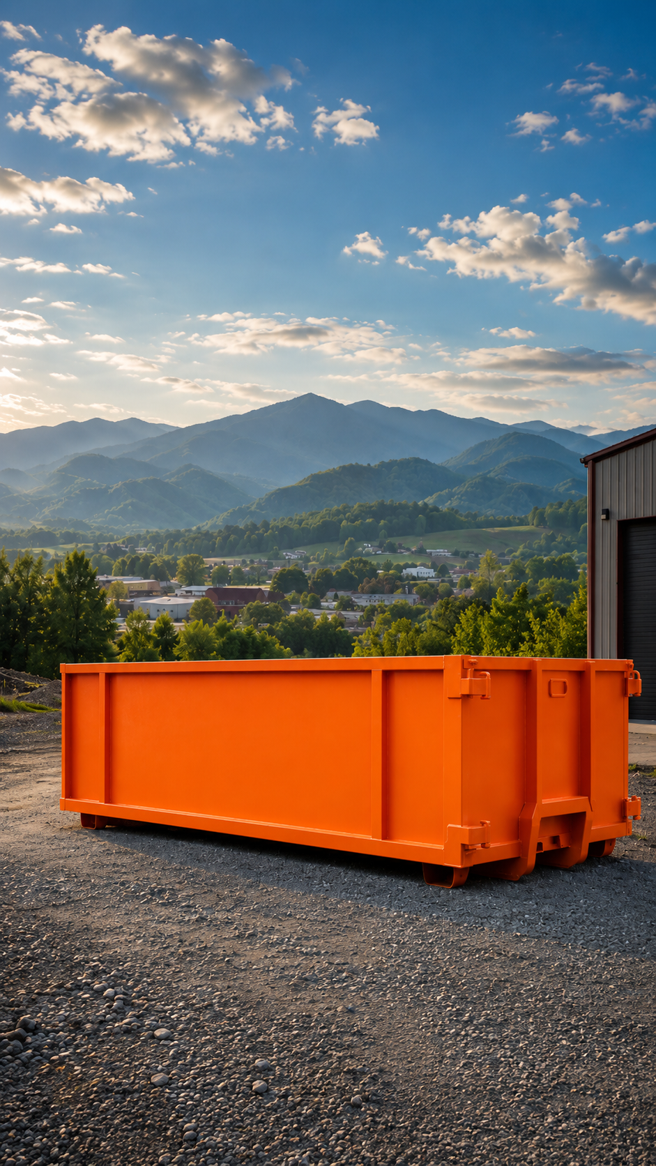 Momentum dumpster overlooking Maryville and the Smoky Mountains in Blount County